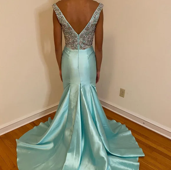 Tiffany Blue Pageant Gown 2 - Picture 2 of 5